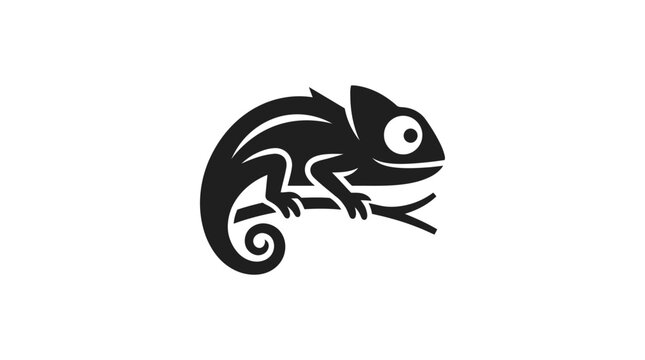 Black Chameleon Silhouette Profile View.