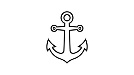 Black line art anchor symbol icon. © L. S A N Z