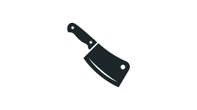 Black kitchen cleaver with handle.