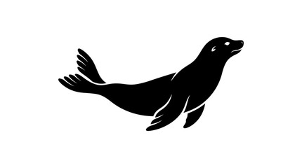 Black silhouette of a seal swimming. © L. S A N Z