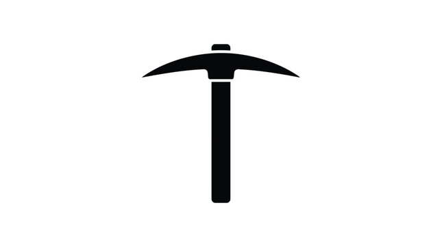 Pickaxe Silhouette Against A White Background Minimalist Design
