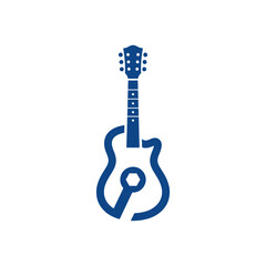 Naklejka premium Blue Guitar Icon Music Symbol Design.