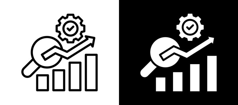 Efficiency Analysis Icon Set In Black And White Filled Style Collection