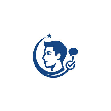 Blue silhouette of a man head.