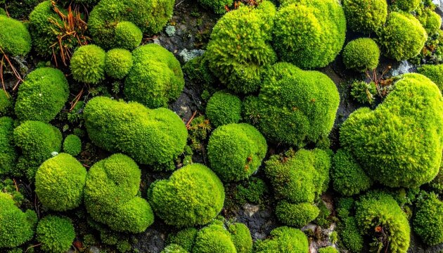 Close up of vibrant green moss on rocks
