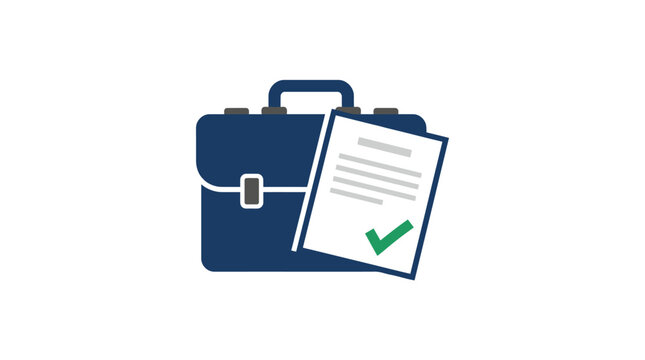 Business Briefcase with Clipboard Document.