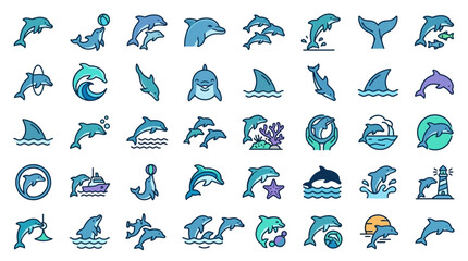 Obraz premium Dolphin Icon Set