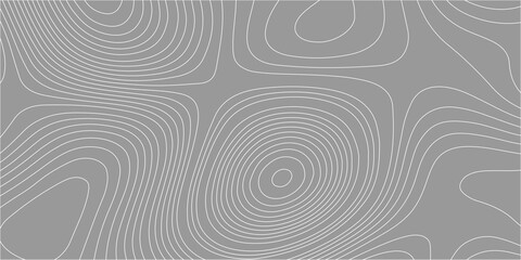 Grey abstract topographic map background with white contour lines creating a minimalist wavy line pattern backdrop. White topographic contour lines across a solid grey backdrop, a geographic map © Creative Arts