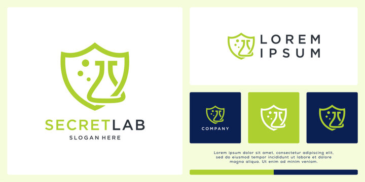Secret lab logo design with tube and shield