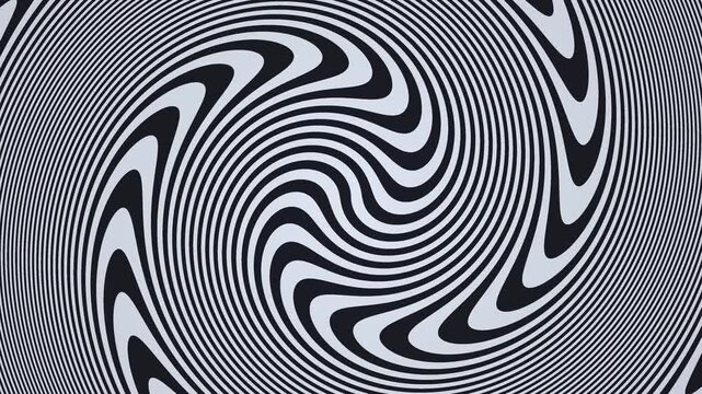 Black and white abstract pattern creating a swirling motion effect