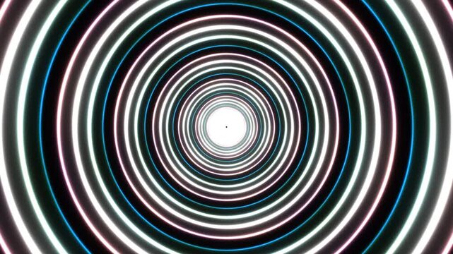 Colorful circular pattern creates a tunnel effect with light