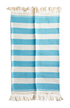 PNG Striped beach towel with tassels.