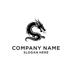 Fototapeta premium Black dragon silhouette corporate branding logo.