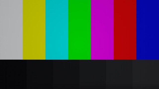 Color bars on television screen for testing and calibration