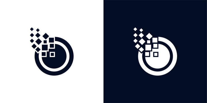 Digital pixelated circle letter O logo icon.