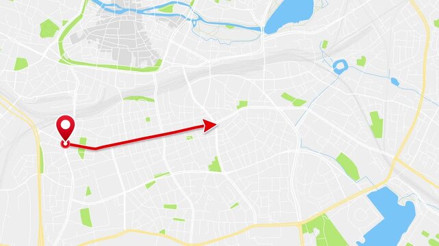 Nuremberg Germany Map Route Animation With Red Arrow And Location Pins