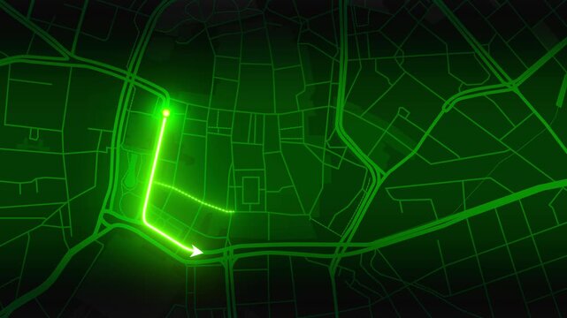 Leipzig Germany Green Neon Map Route Animation With Location Pin