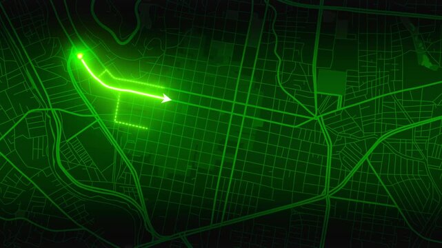 Oaxaca City Mexico Green Neon Map Route Animation With Location Pin