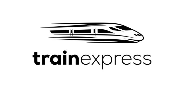 High speed train express transport logo