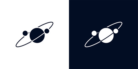 Minimalist planet Saturn icon with orbital rings. © SatoruArt