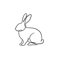 Fototapeta premium Minimalist single line drawing of a sitting rabbit.