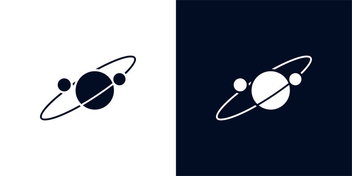Minimalist planet Saturn icon with orbital rings.