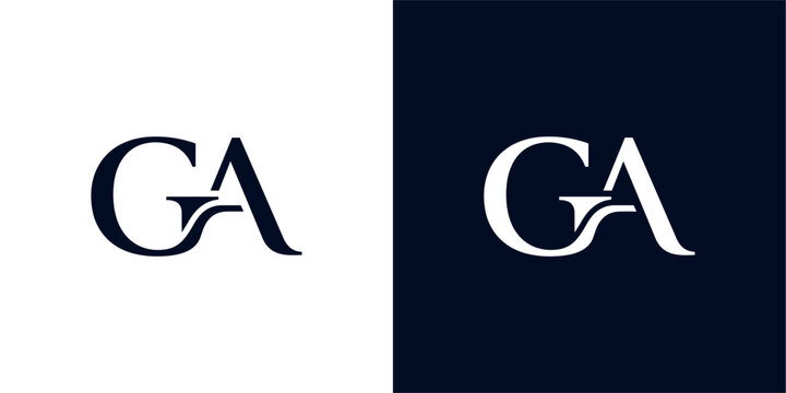 Monogram GA letter logo on split background.