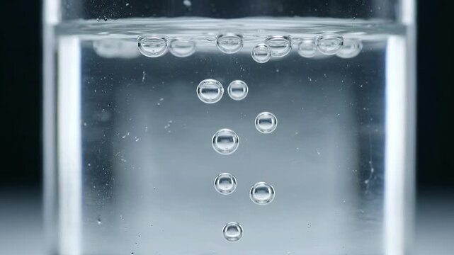 Carbon capture CO2 bubbles dissolving into sorbent liquid in macro
