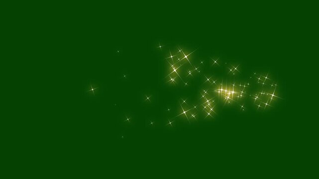 2D glitter star sparkle animation, magic line dust, pixie dust path, cartoon glitter, gold stars and bokeh lights sparkle, magic sparkles glitter line stars green screen 4k.