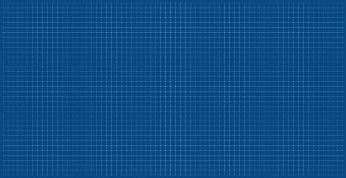 Blue Blueprint Grid Background with Square Graph Paper Pattern, Technical Measurement Layout and Engineering Draft Vector Template