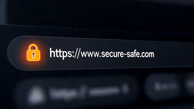 Secure website url address bar with orange padlock icon security internet connection protection encrypted software technology authentication interface verification identity cybersecurity