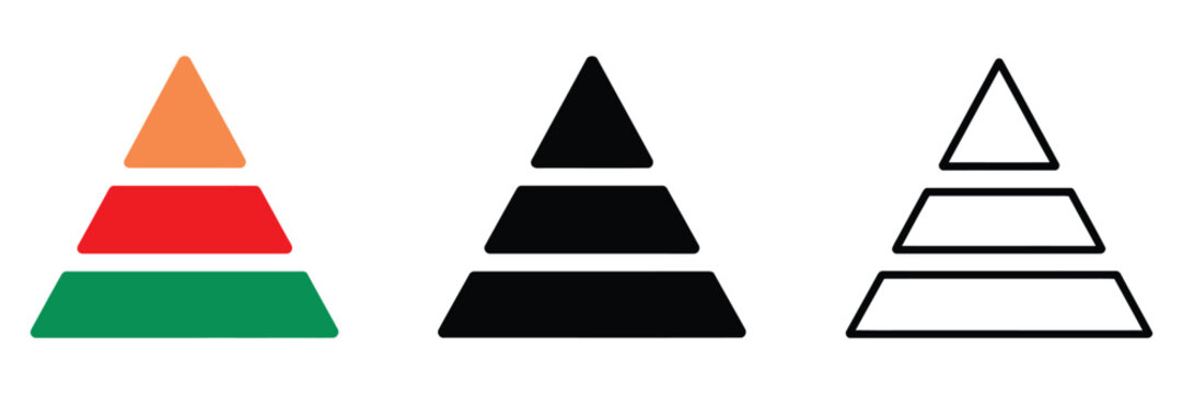 Blank Pyramid Chart, three tier flat vector infographic template with editable layers for business presentation, workflow and analysis