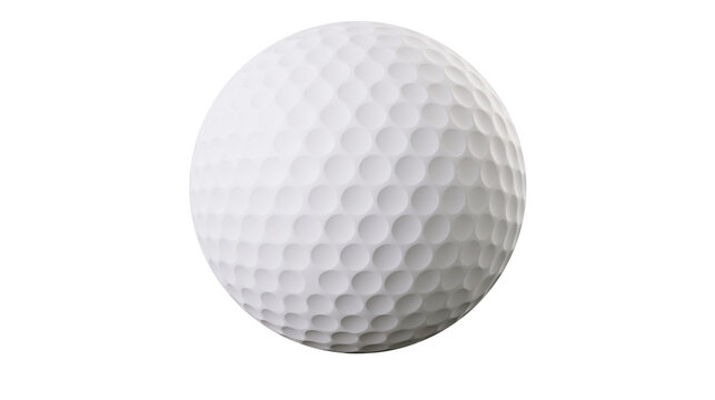 White dimpled golf ball, isolated on transparent background