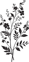 Fototapeta premium Botanical Wildflower Sketch Left Leafy Branch Elegant Plant Vector