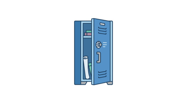 Open School Locker Vector Illustration