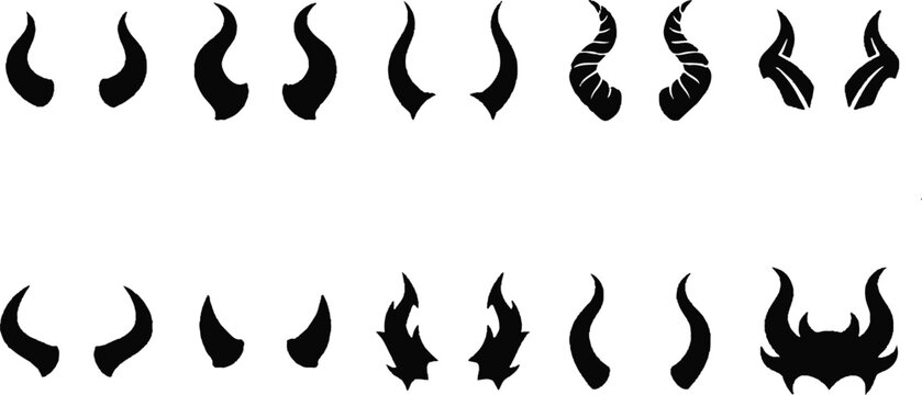 Collection of devil horns and evil fantasy creature ears