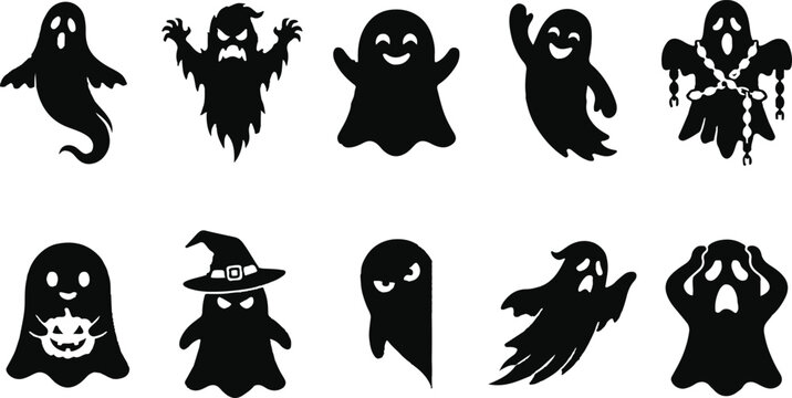 Black ghost silhouettes for Halloween
