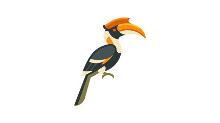 Hornbill Bird Flat Vector Illustration © Aan