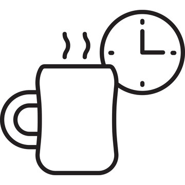 Coffee Time Mug Steam Break Line Icon: Workplace Employee Wellness