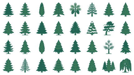 Evergreen and Coniferous Tree Icon Set © Bams
