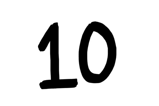 Number Ten written in black marker on white background