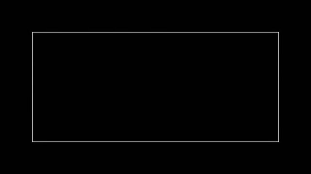 Minimalist white rectangle frame animation on a black background.