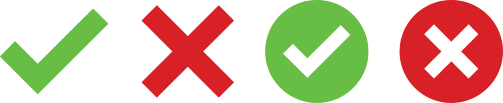 Green checkmark and red x icons