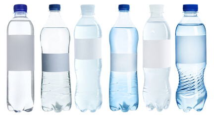 Naklejka premium Bottles of water on transparent background, set