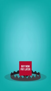 Buy now pay later, shopping advertising with trap, 4K animated video
