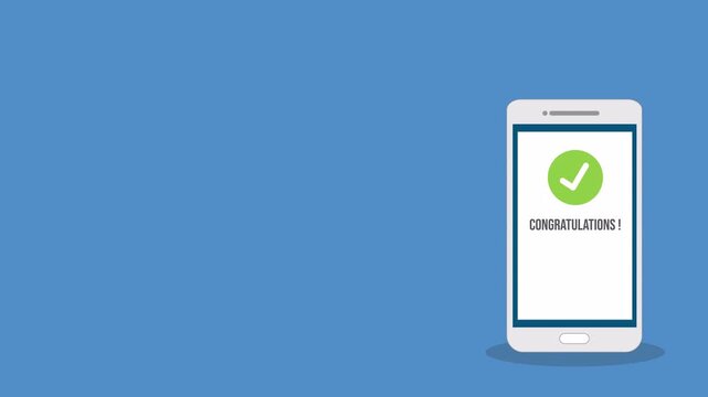 Mobile Banking Loan Approval Notification Animation on Smartphone Screen