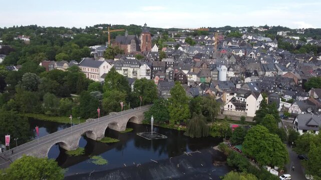 Aerial View Historic Wetzlar on the River Lahn in Hesse, Germany