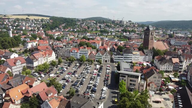 Aerial View of Bad Hersfeld in Hesse, Germany 4k