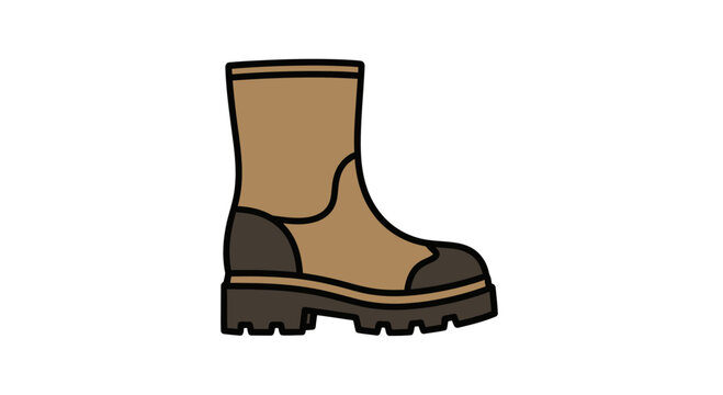Brown leather work boot with thick sole
