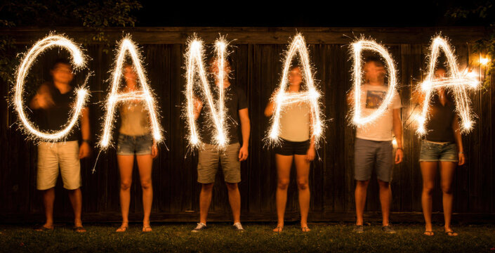 Canada sparklers in time lapse photography